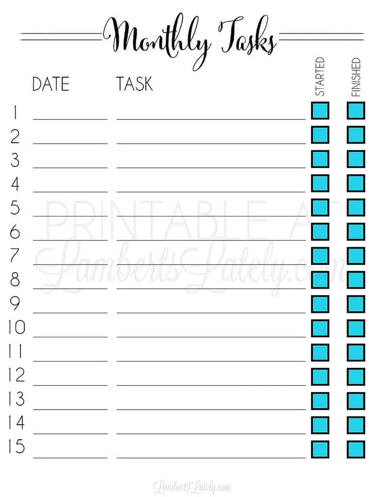 started and finished to do list printable.