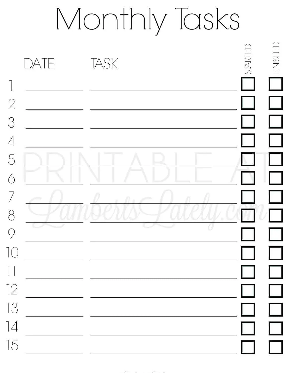 monthly to do list printable - simple.