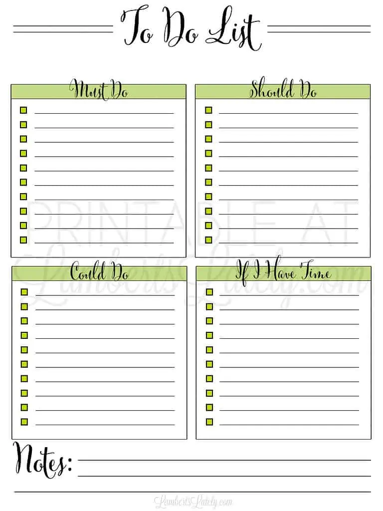 must do could do list printable.