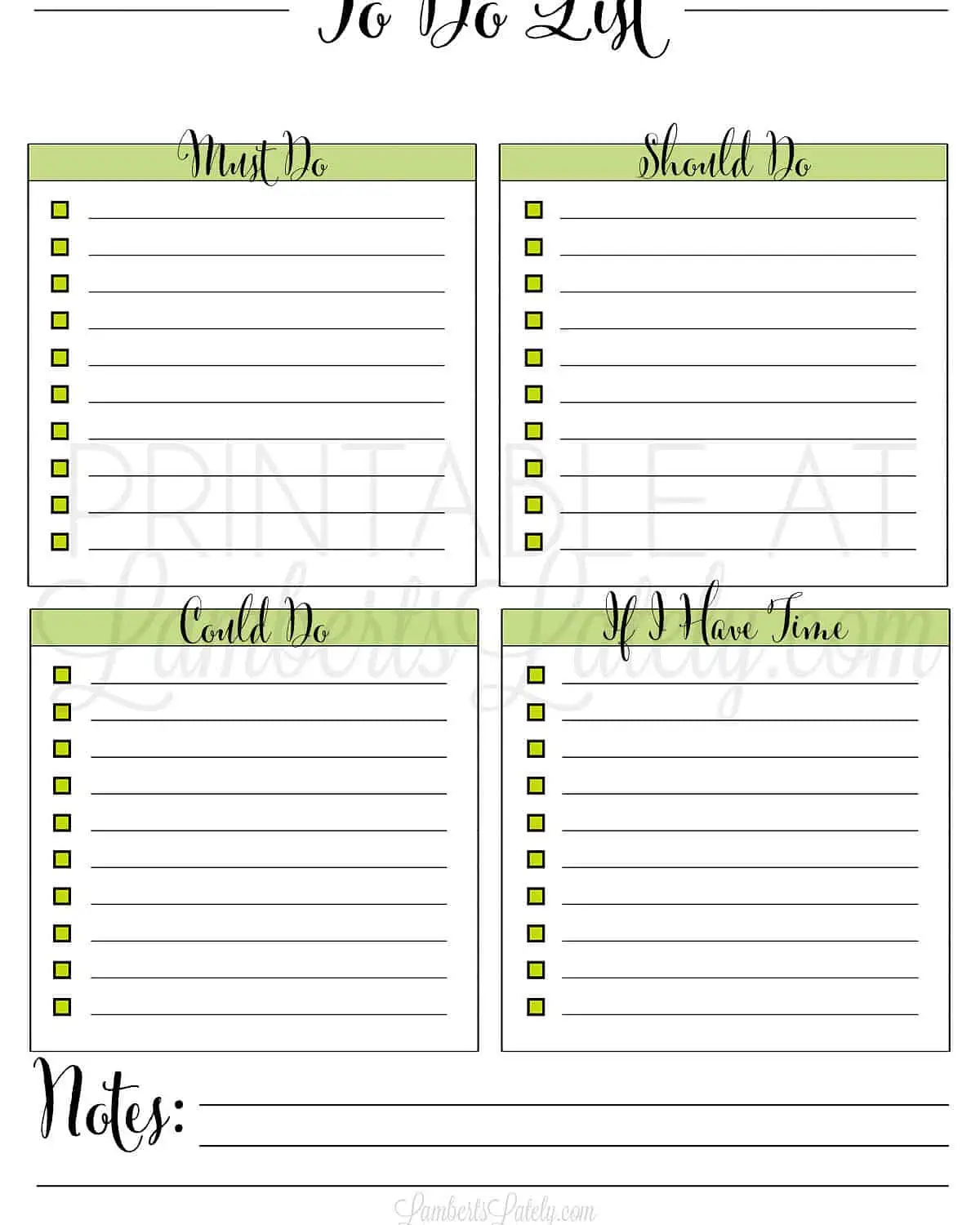 must do could do list printable.