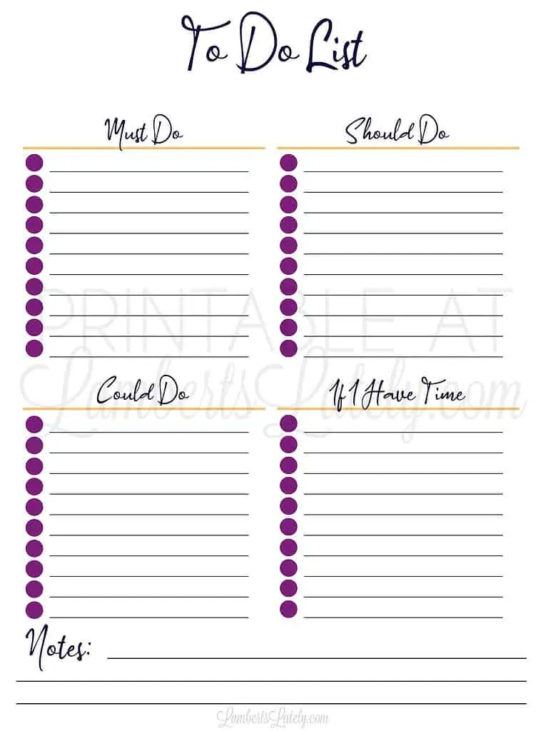 must do should do bold list printable.