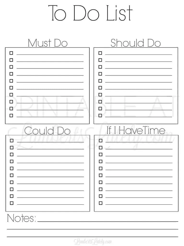 must do could do list printable.