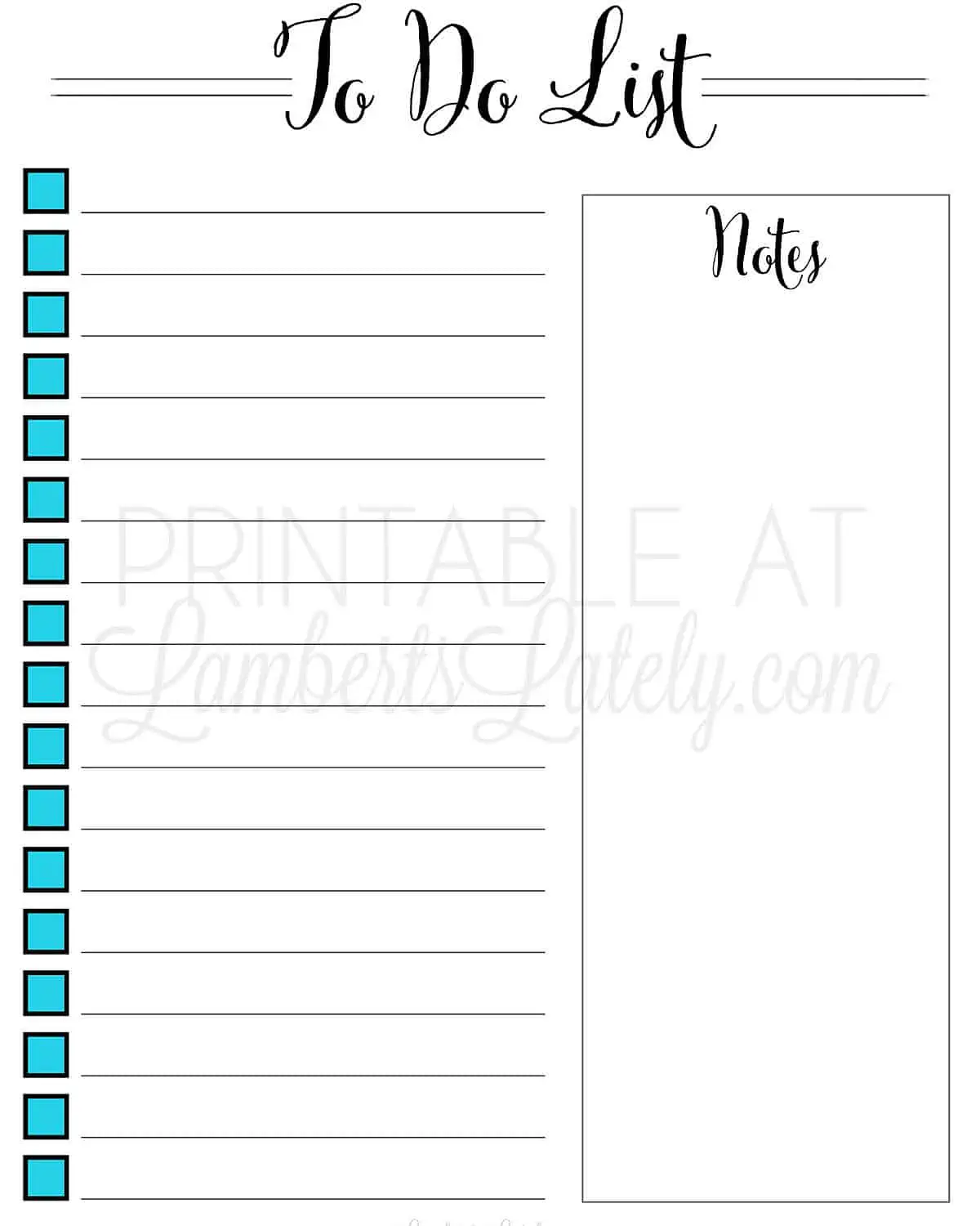 to do list printable with notes section.