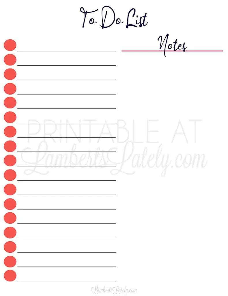 bold to do list with notes section.