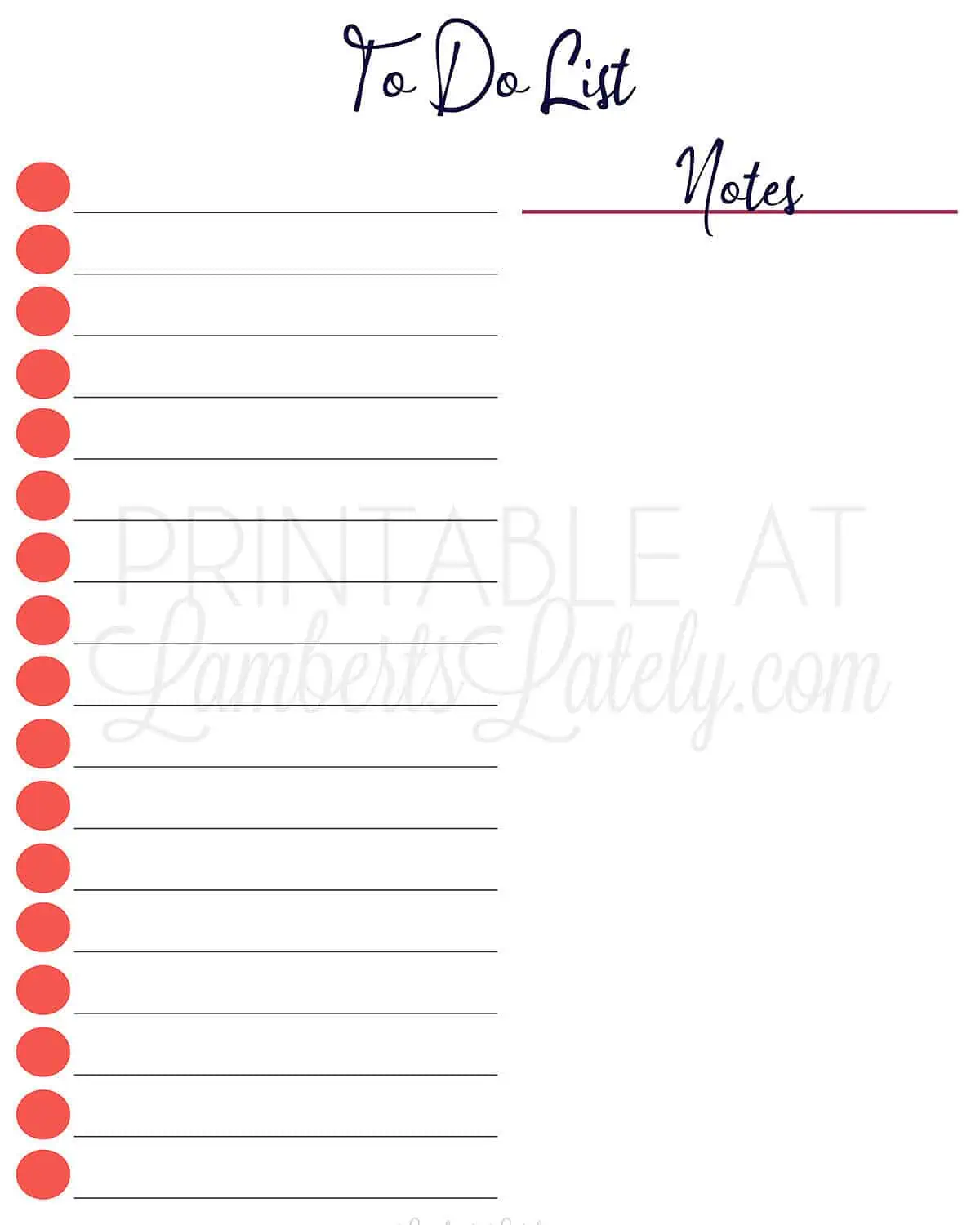 bold to do list with notes section.
