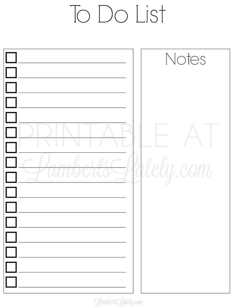 simple to do list with notes section.
