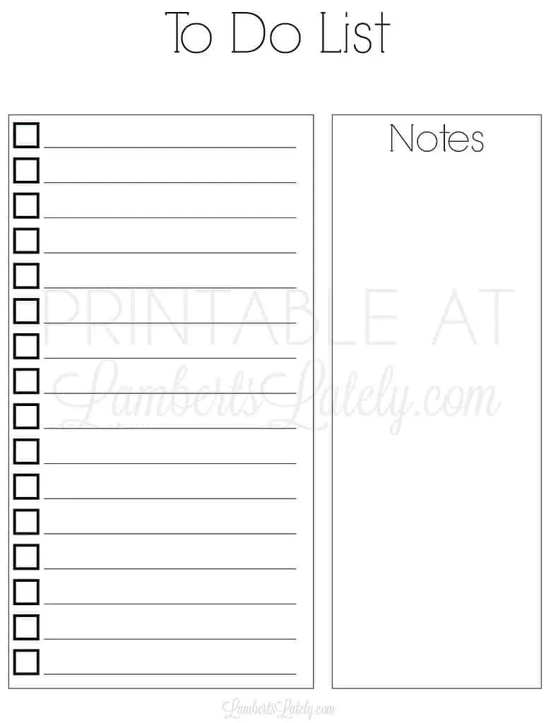 simple to do list with notes section.