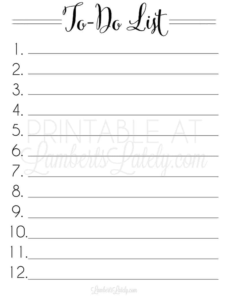 numbered to do list printable.