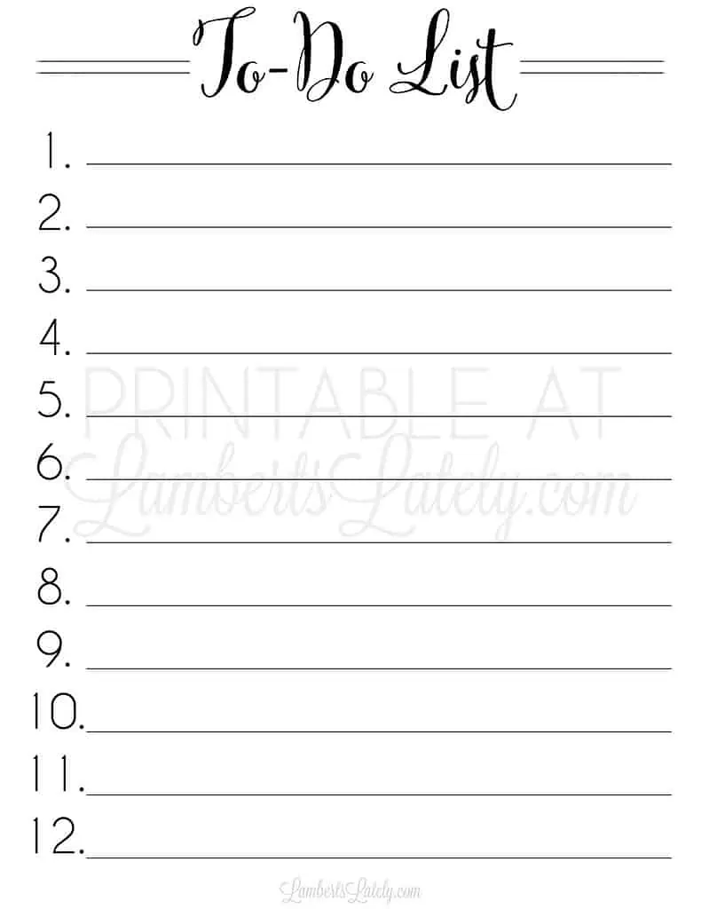 numbered to do list printable.