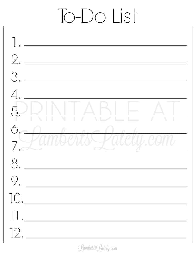 numbered simple to do list.