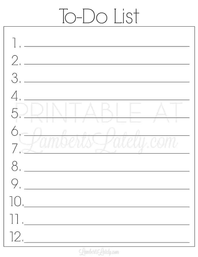 numbered simple to do list.