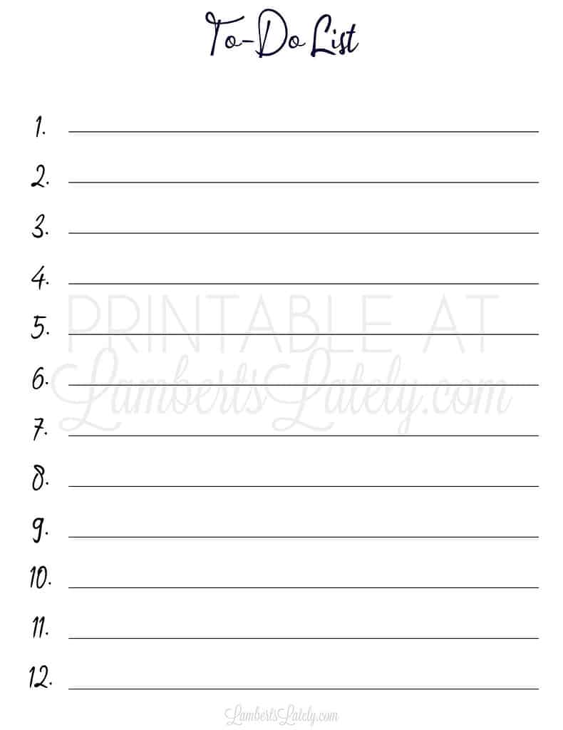 numbered handwritten to do list printable.