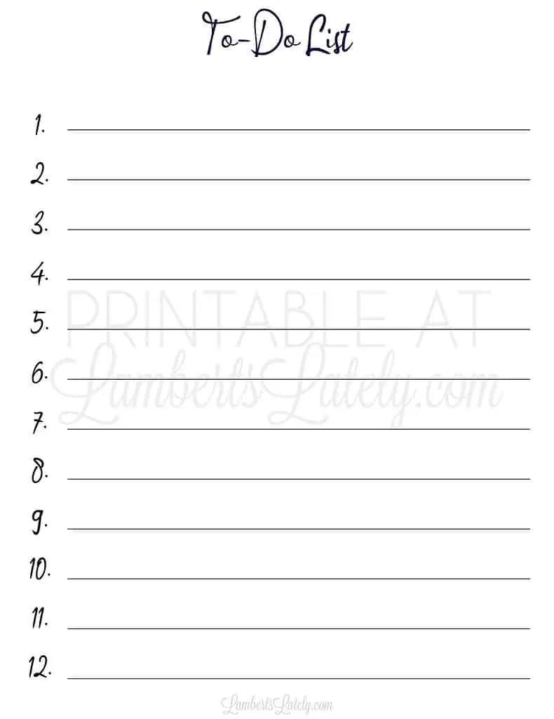 numbered handwritten to do list printable.