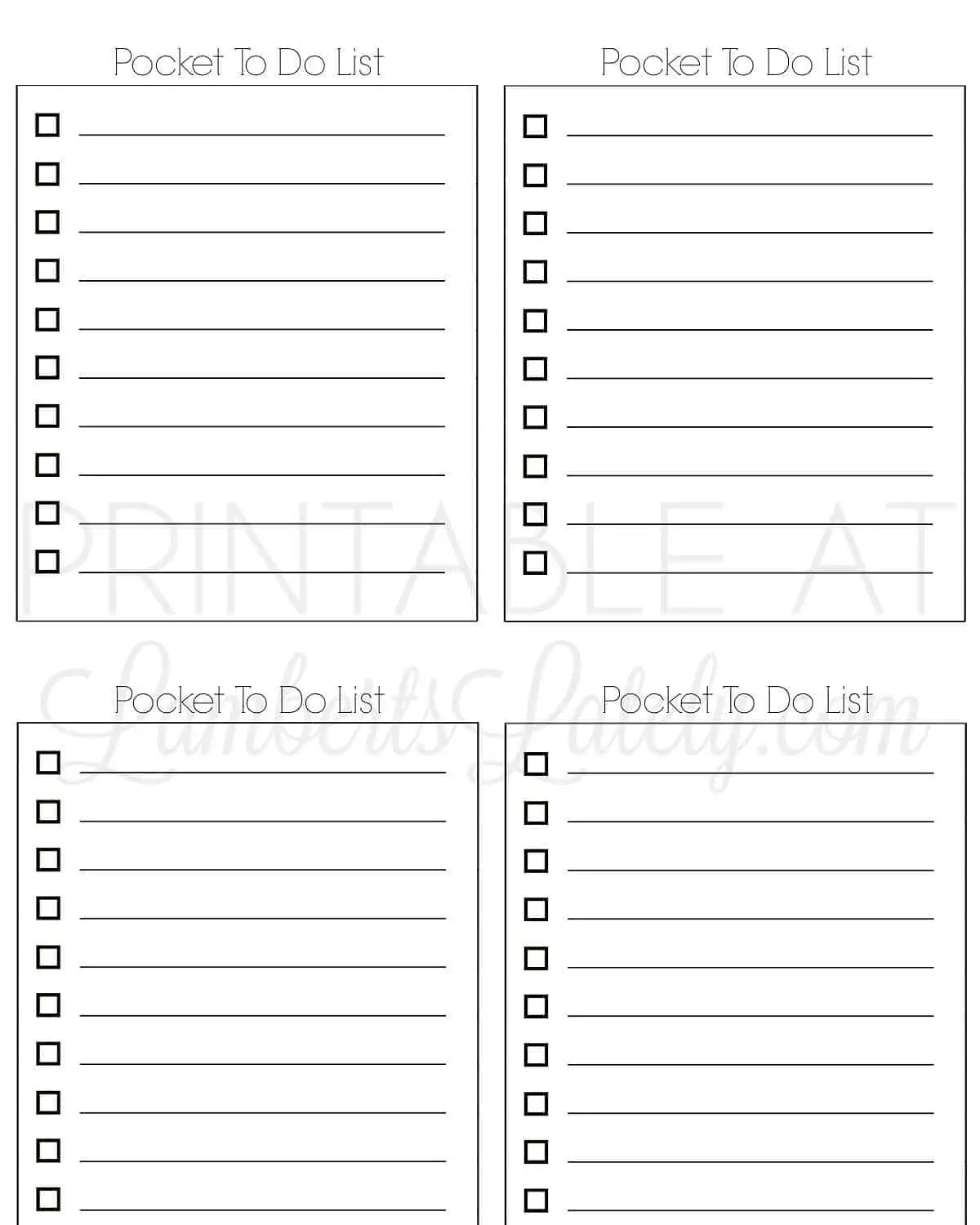 pocket to do list printable - simple.