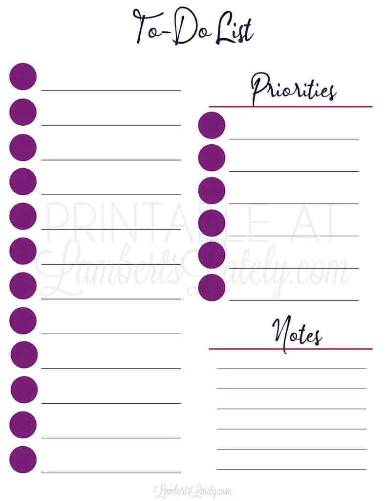 priority task list printable.