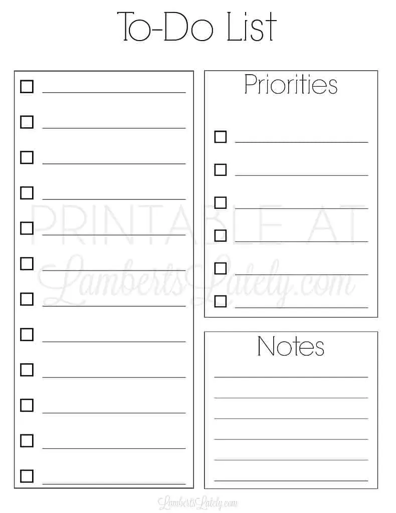 to do list with priority section printable.