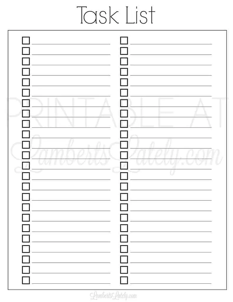 task list printable.