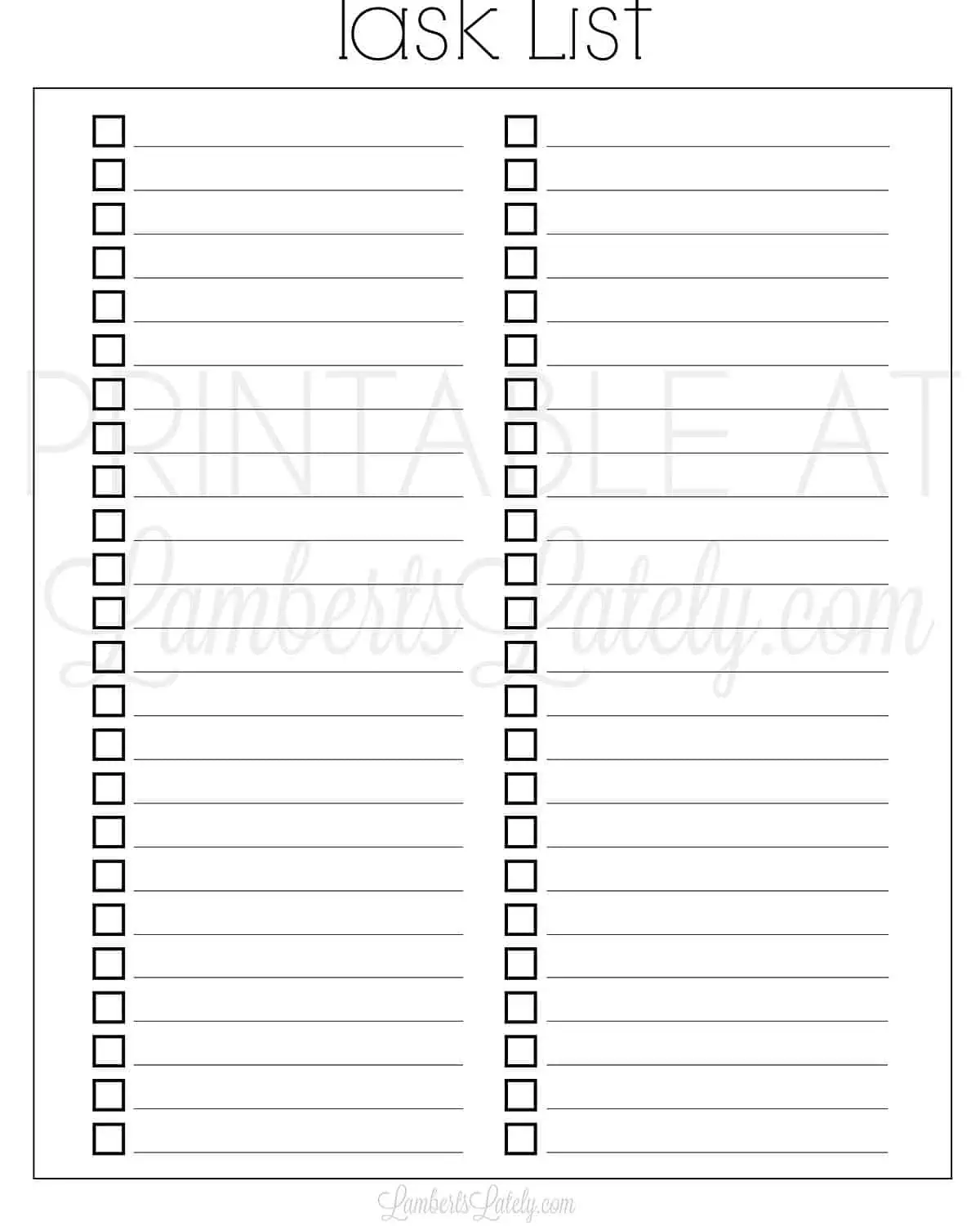 task list printable.