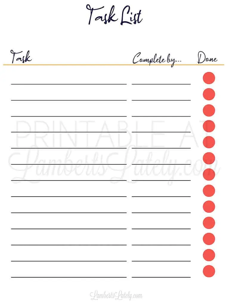 task list in bold, handwritten font.