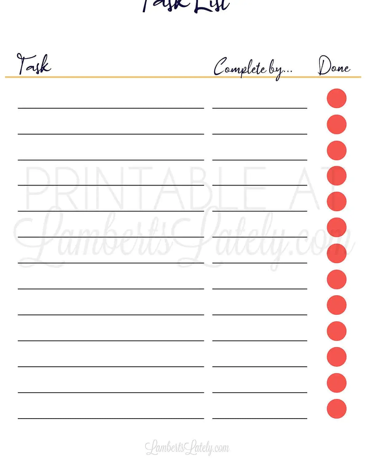 task list in bold, handwritten font.