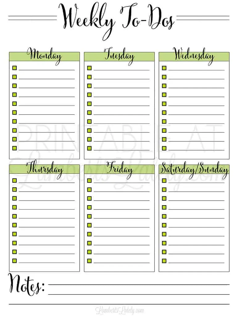 year of intent weekly to do list printable.