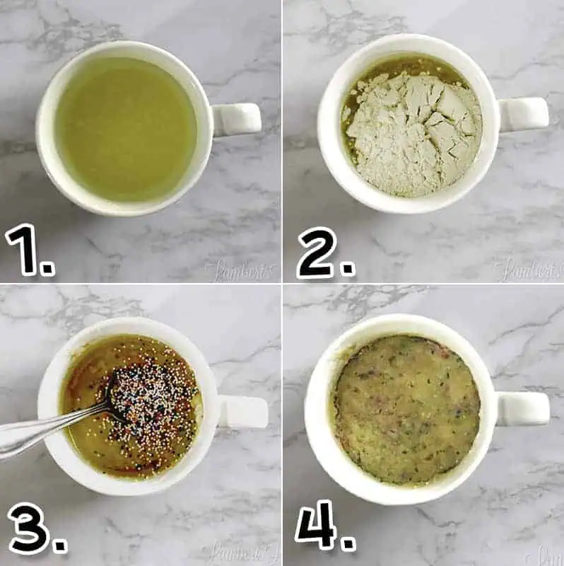 steps to make vanilla mug cake in the microwave.
