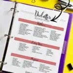 Colorful decluttering checklist printable with over 200 items to declutter now.