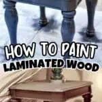 Small wooden side table painted with a glossy dark finish for laminate furniture.