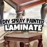 DIY spray painted laminate furniture table with a new finish.