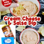 cream cheese and salsa dip collage.