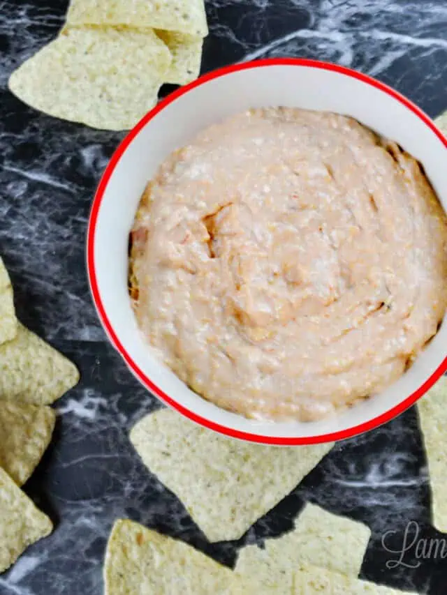 cream cheese and salsa dip with chips.