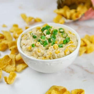 crack corn dip with corn chips.