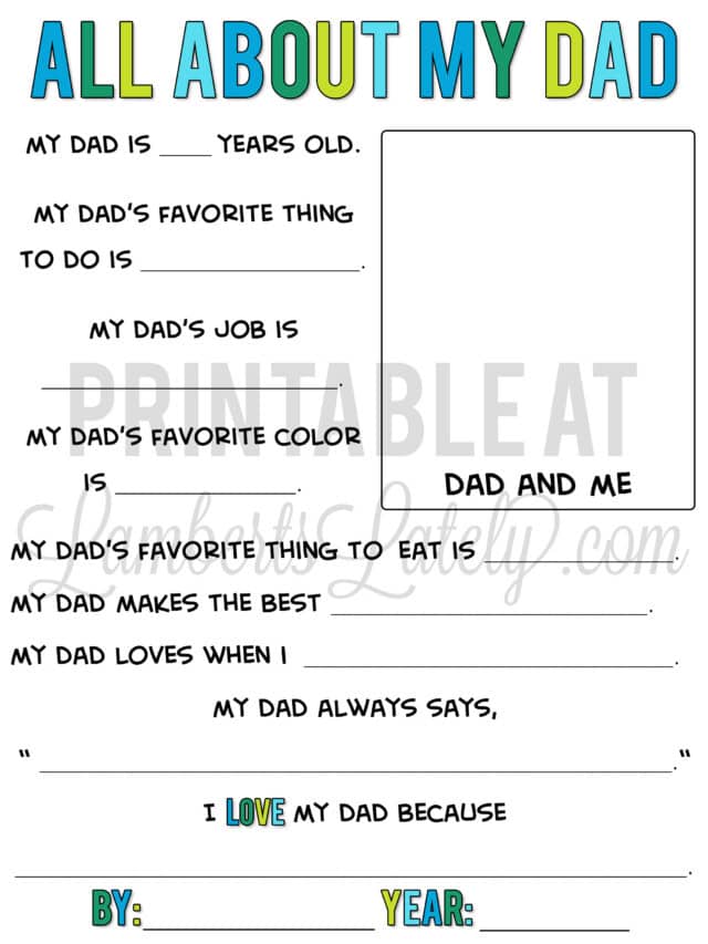 Free Father's Day Questionnaire Printable | Lamberts Lately