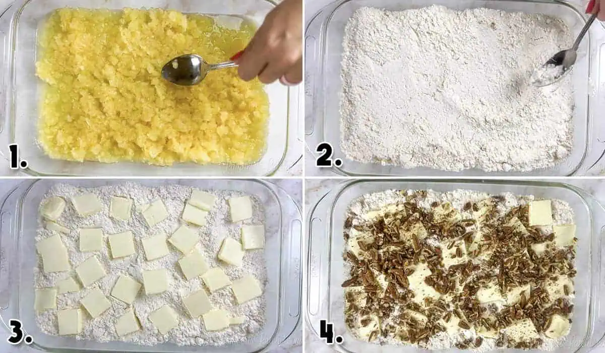steps to make pineapple dump cake.