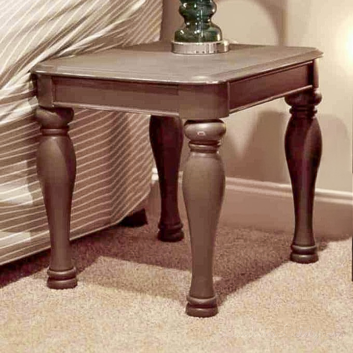 spray painted laminate table in a playroom.