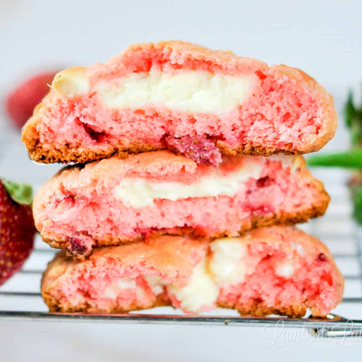 Strawberry Cheesecake Cookies Made with Cake Mix