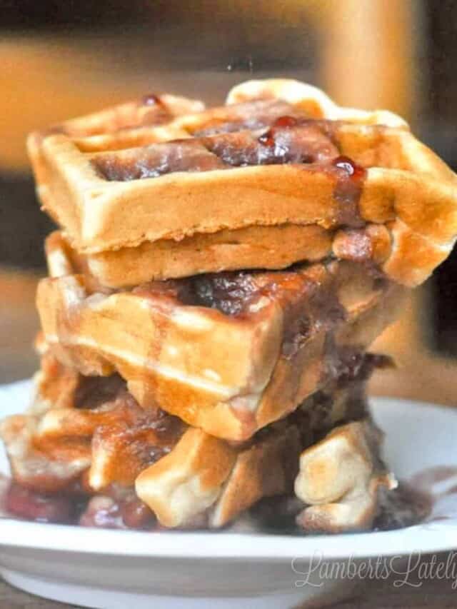 Peanut Butter Waffles with Jelly Syrup