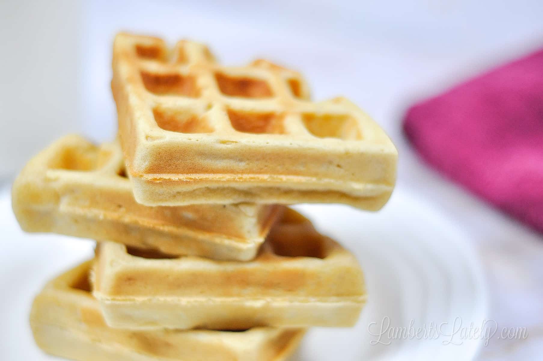 close up of peanut butter wafffles.