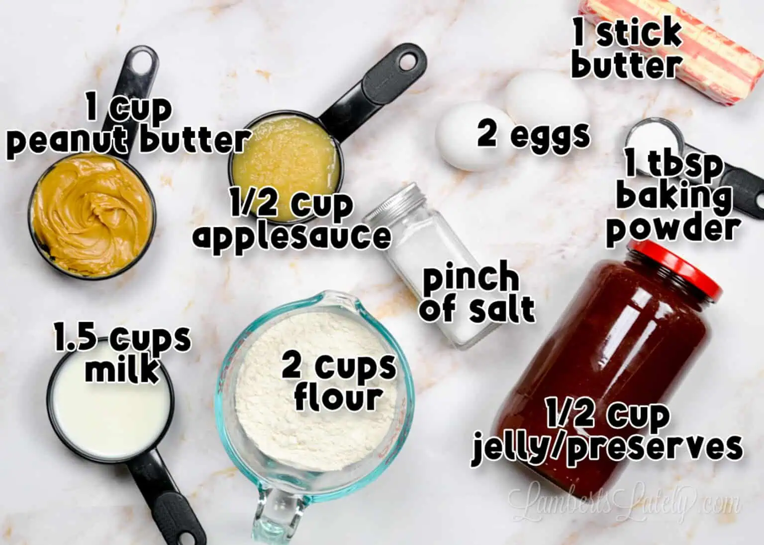 ingredients for peanut butter waffles.