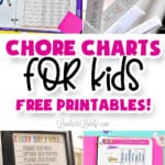 collage of chore chart printables for kids.