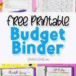 collage of free printable budget binder pages.
