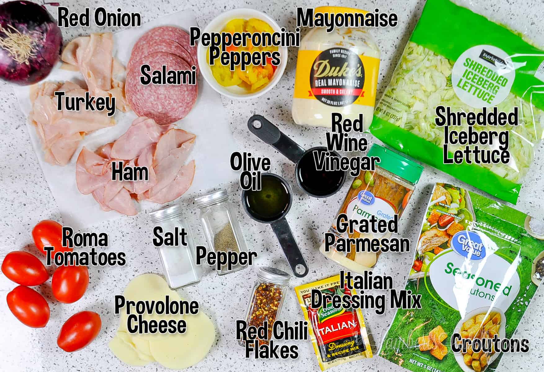 ingredients for grinder salad.