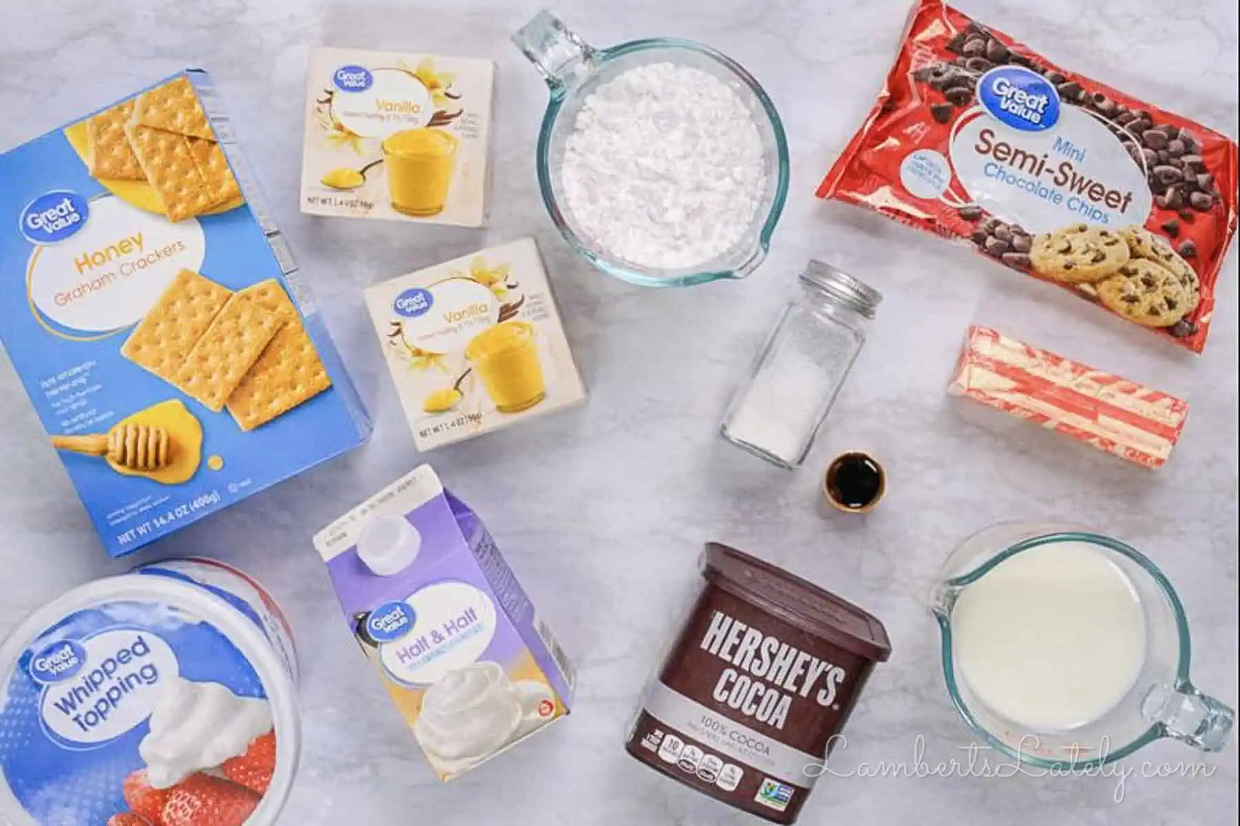 ingredients for chocolate eclair cake.
