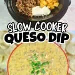 Ingredients for slow cooker queso dip with ground beef, tomatoes, cheese, and sour cream.