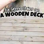 Person cleaning green stains off a wooden deck with soap and water.