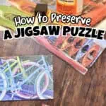 Step-by-step guide on preserving and hanging a jigsaw puzzle without a frame.