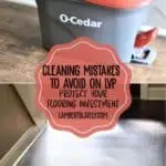 Cleaning vinyl plank flooring with a mop and bucket for maintenance.
