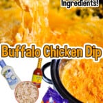 buffalo chicken dip collage, with ingredients.