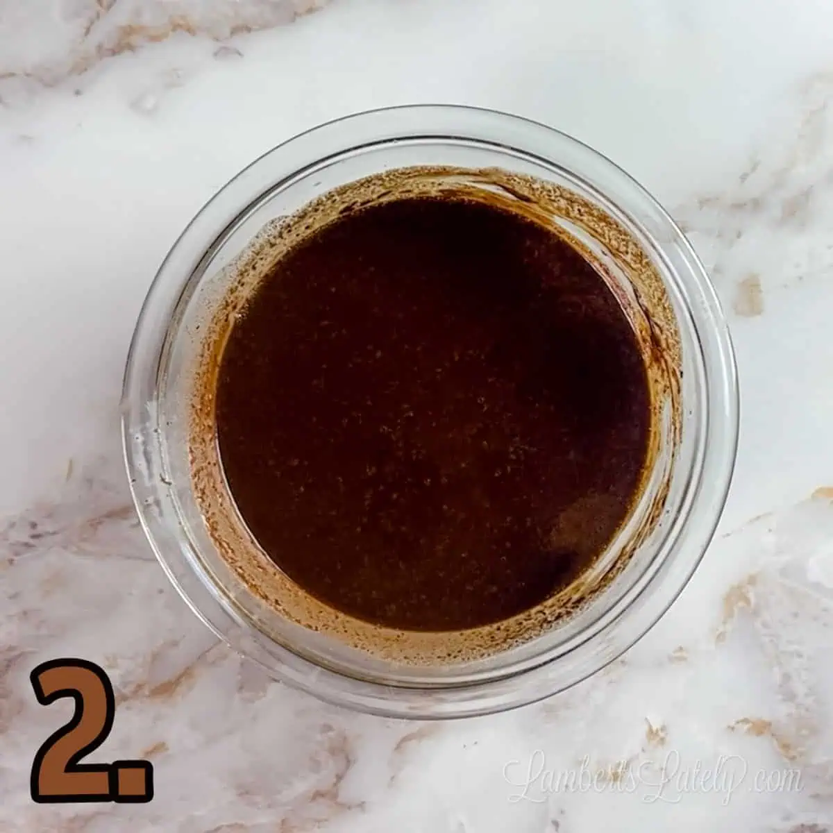 melted chocolate in a glass bowl.