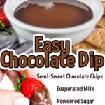 easy chocolate dip, with list of ingredients.